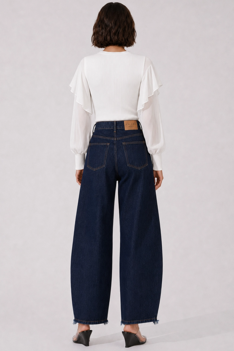 SACAI RTW L/S Silky X Knit Pullover With Tiered Flutter Sleeves | Off White