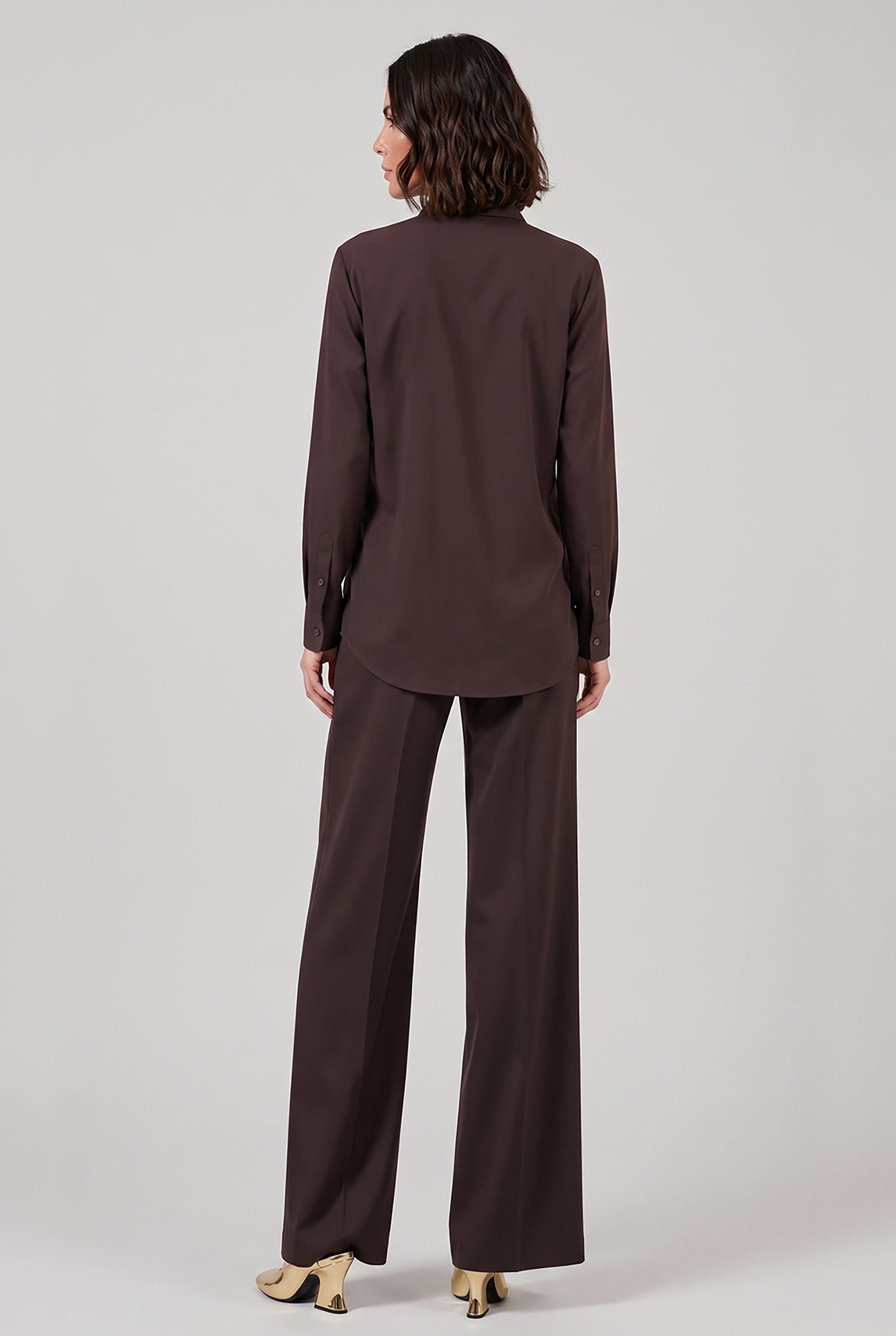 SACAI RTW Suiting L/S Shirt With Panel Detail | Brown