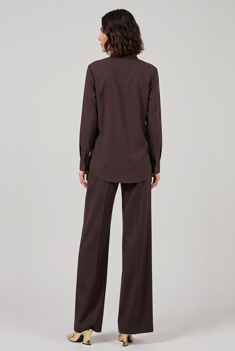 SACAI RTW Suiting L/S Shirt With Panel Detail | Brown