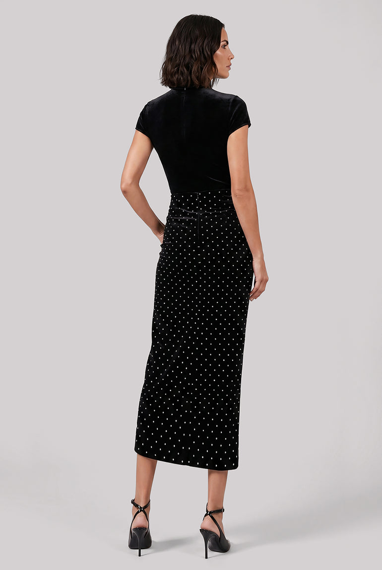 Draped Velvet Stud Dress