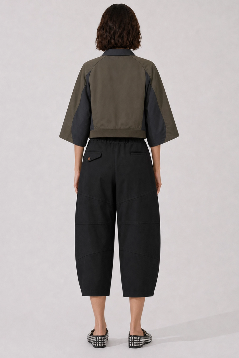 SACAI RTW Suiting X Twill Oversize Double Breast Jacket | Grey/Khaki