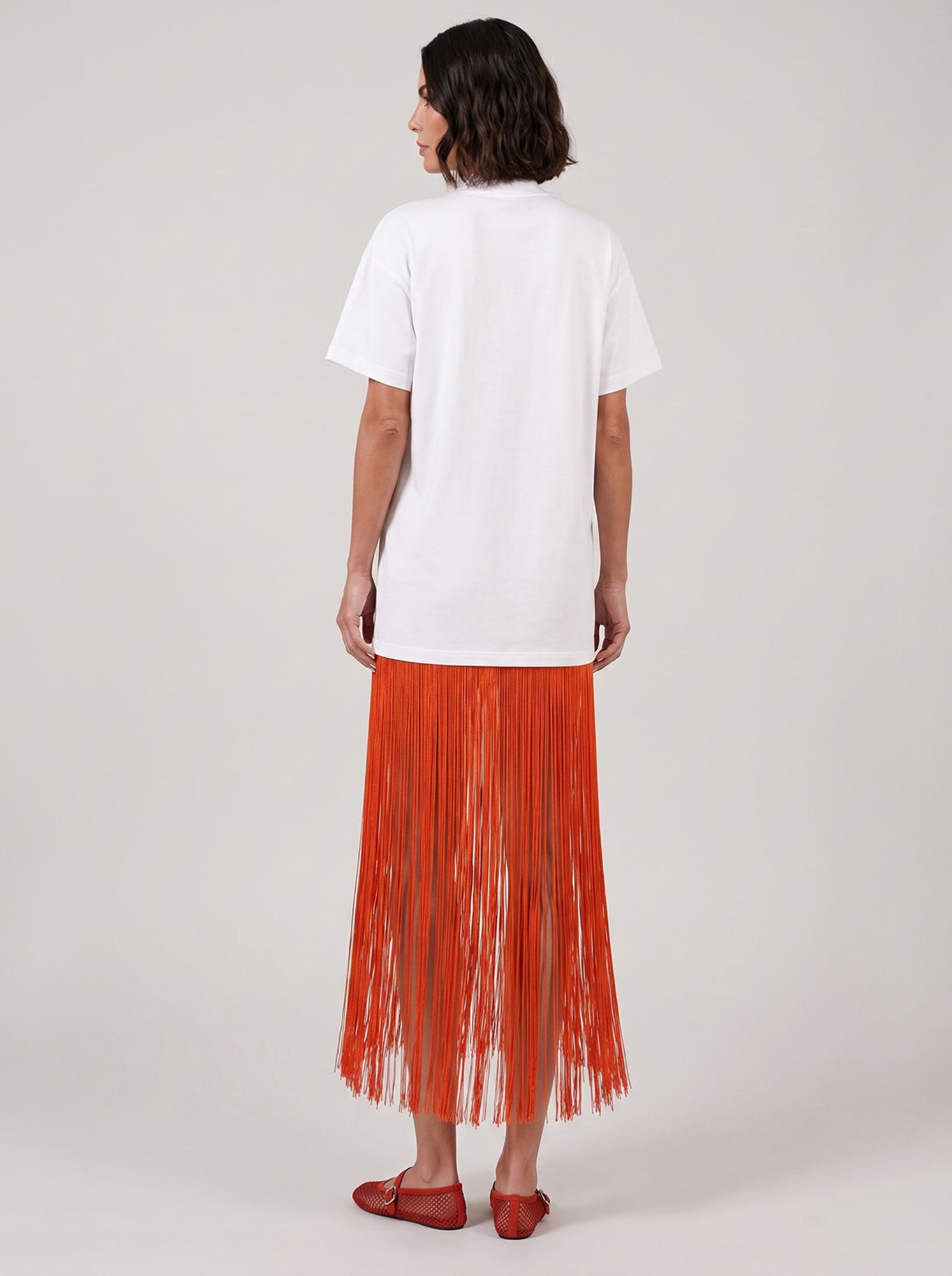 ALAIA RTW Fringe Detail T-Shirt Dress | White