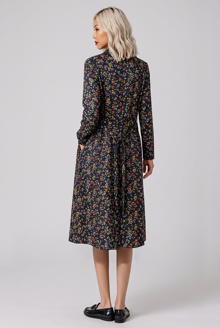 JUNYA WATANABE RTW Layer L/S Knit X Floral Print Midi Dress | Purple/Black