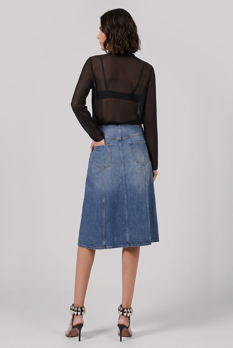 ALAIA RTW Bow L/S Shirt With Scarf Collar | Black