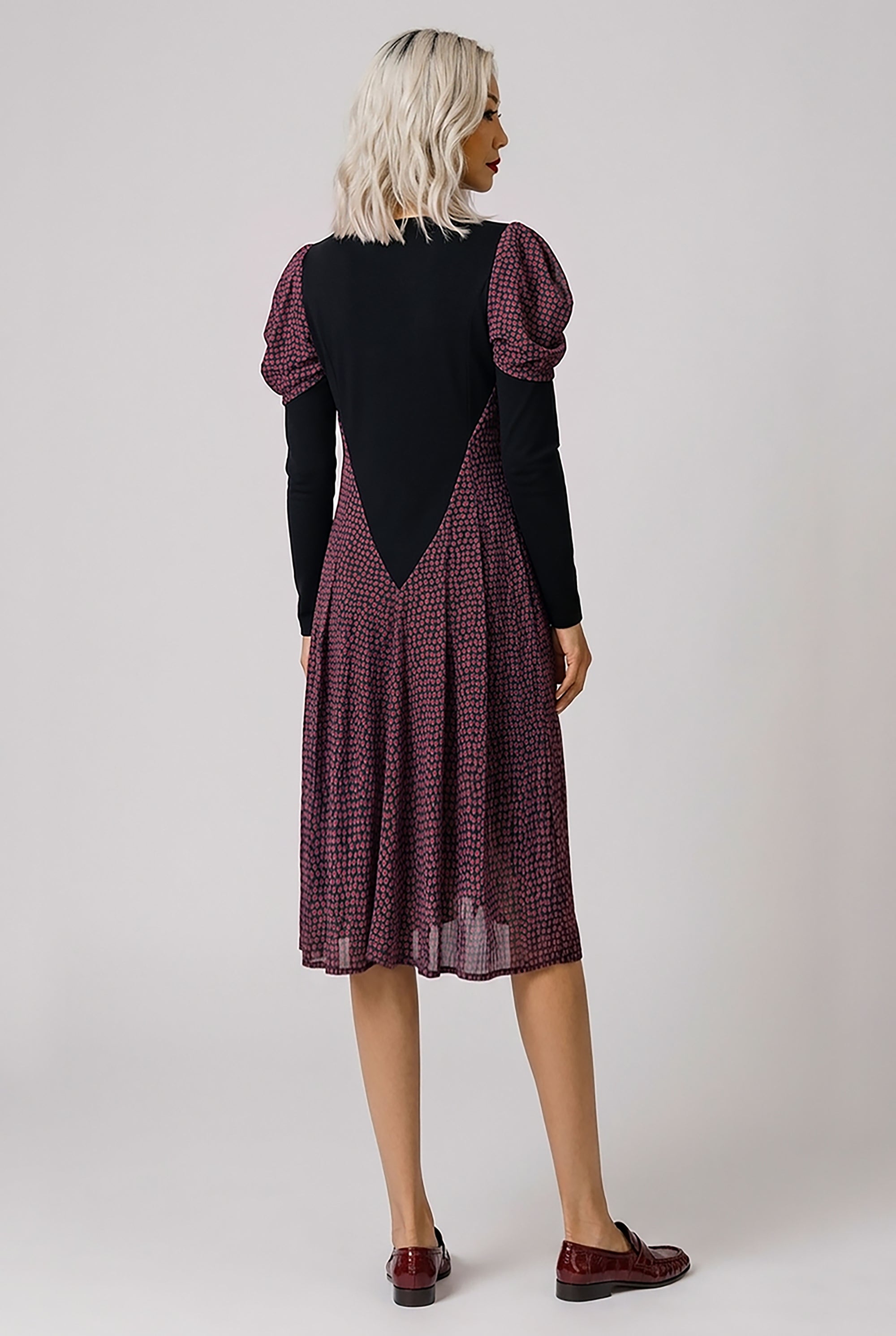JUNYA WATANABE RTW Layer Knit X L/S Floral Print Midi Dress | Black/Multi