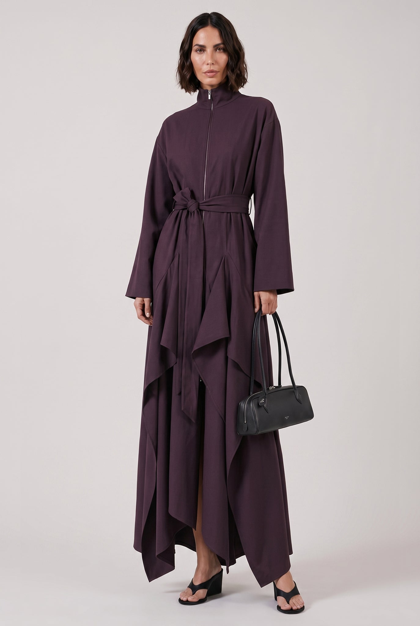 ALAIA RTW Poplin Ruffle Jumpsuit | Aubergine