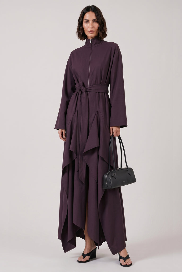 ALAIA RTW Poplin Ruffle Jumpsuit | Aubergine