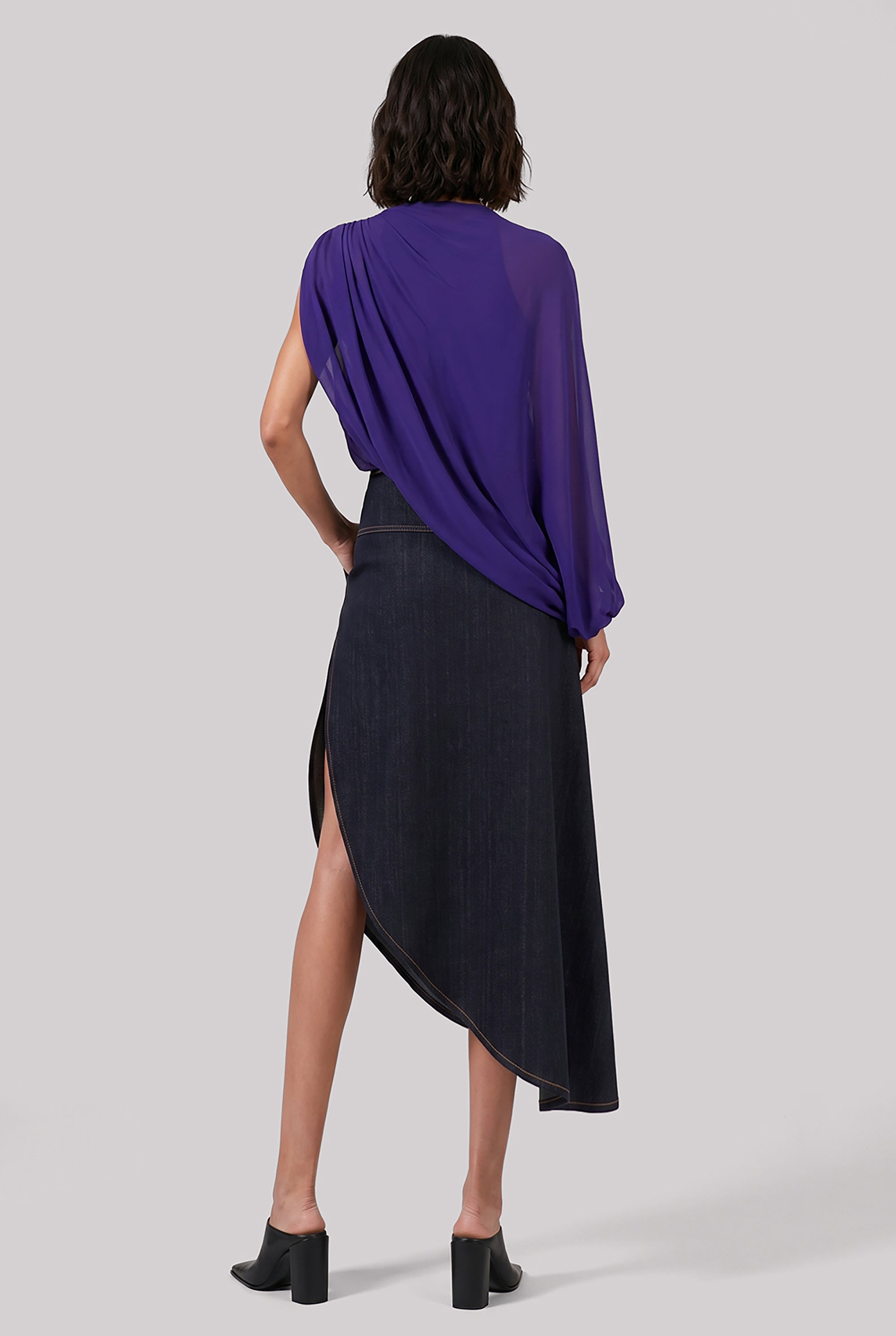 ALAIA RTW Asymmetric Drape Balloon Top | Purple