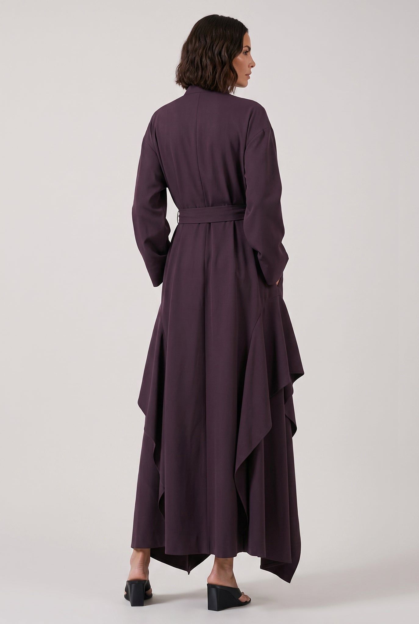 ALAIA RTW Poplin Ruffle Jumpsuit | Aubergine
