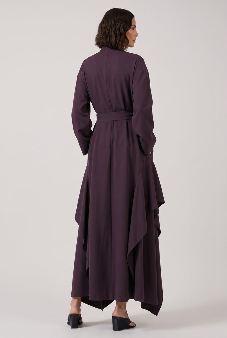 ALAIA RTW Poplin Ruffle Jumpsuit | Aubergine