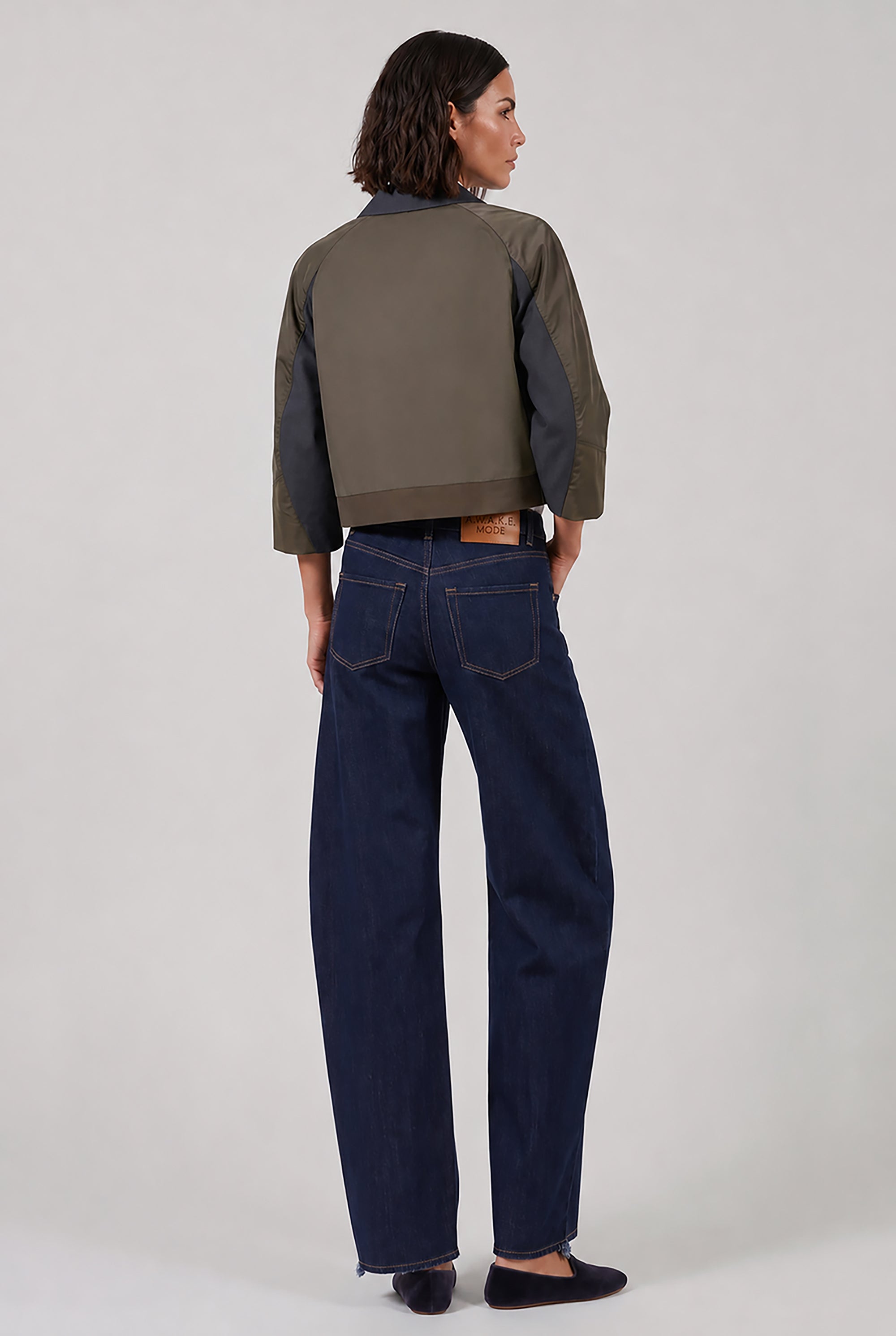 SACAI RTW Suiting X Twill Oversize Double Breast Jacket | Grey/Khaki