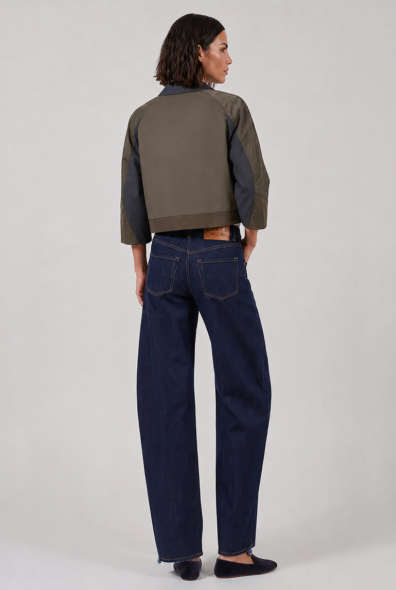 SACAI RTW Suiting X Twill Oversize Double Breast Jacket | Grey/Khaki