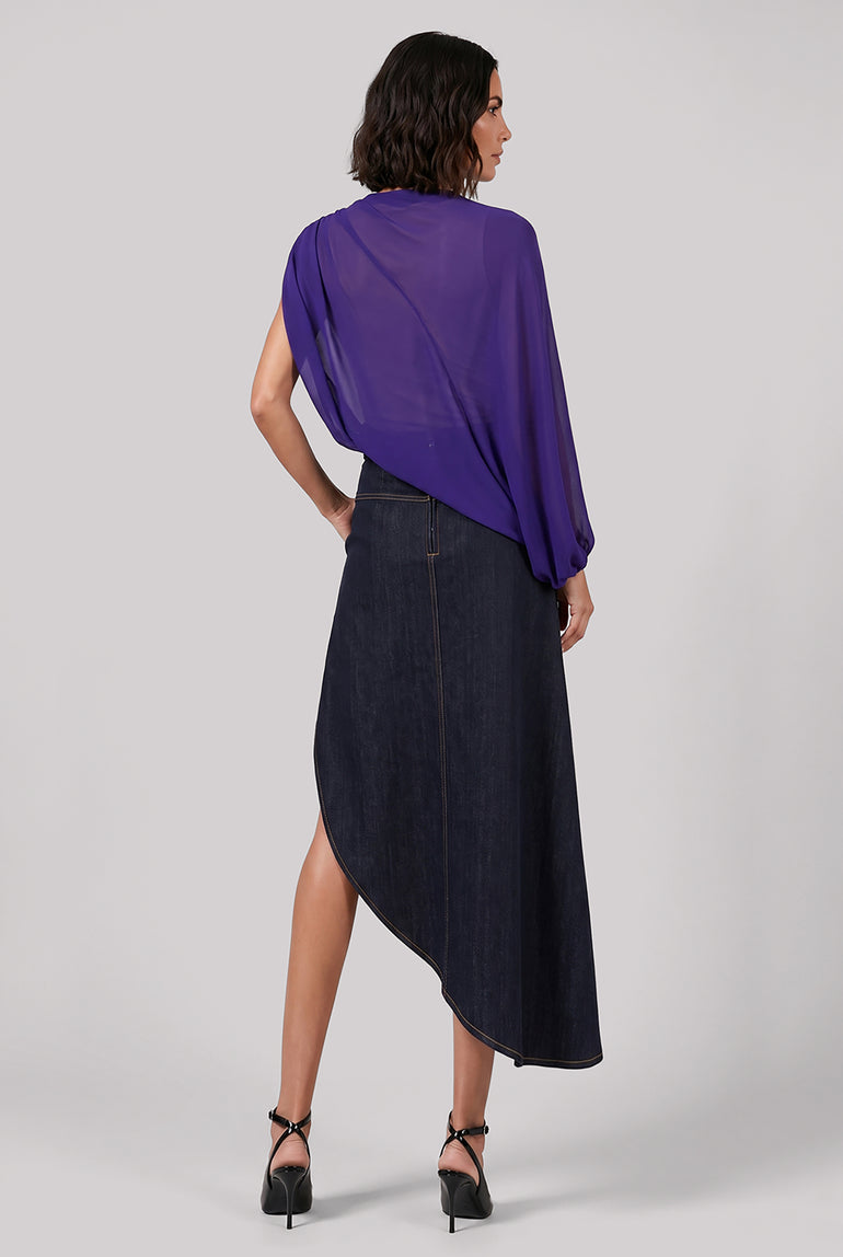 ALAIA RTW Asymmetric Drape Balloon Top | Purple