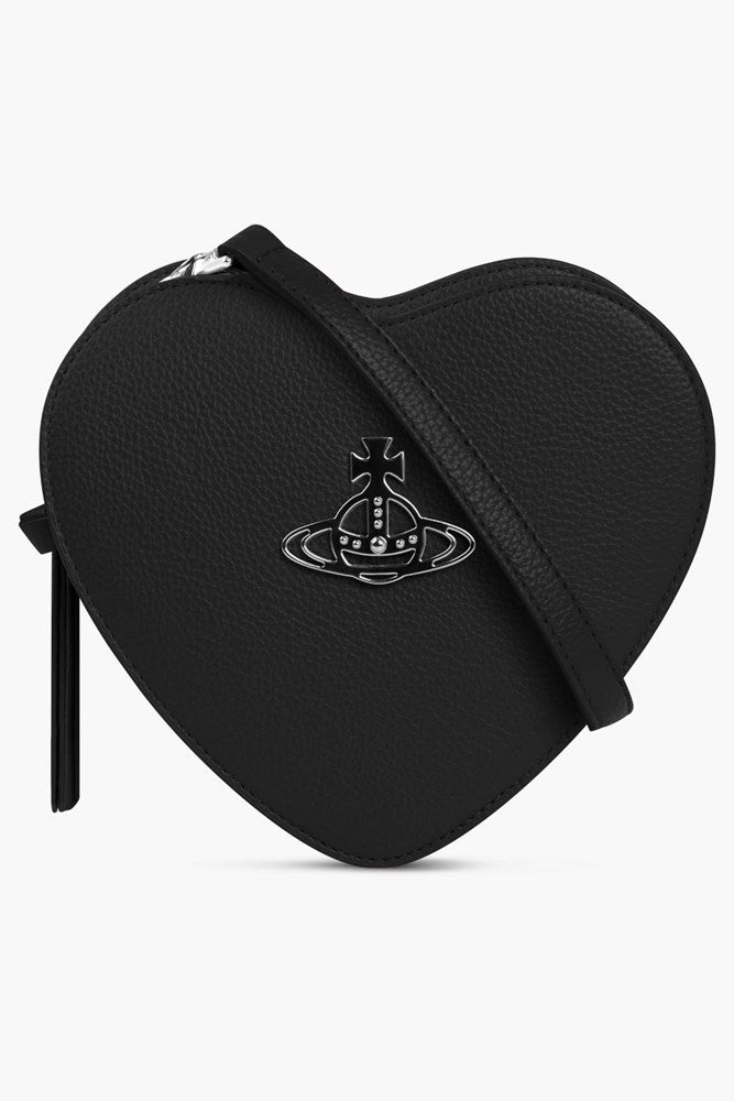VIVIENNE WESTWOOD BAGS Black Louise Heart Crossbody Bag | Black/Silver