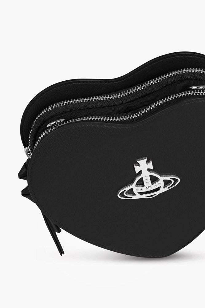 VIVIENNE WESTWOOD BAGS Black Louise Heart Crossbody Bag | Black/Silver