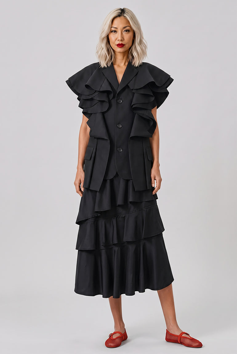 COMME DES GARCONS RTW Sculpt Ruffle Sleeve Jacket | Black