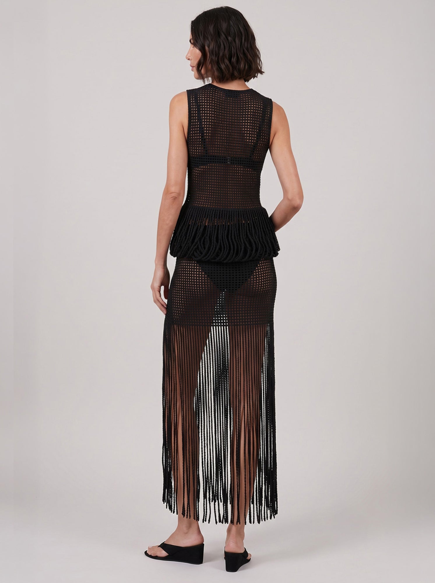ALAIA RTW Bead Knit Column Skirt | Alaia Black