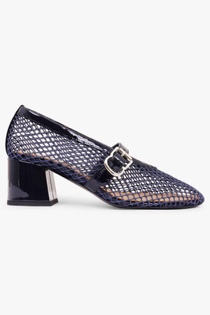 Mary Jane Fishnet 55mm Pump | Midnight Blue