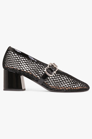 Mary Jane Fishnet 55mm Pump | Black