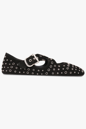 ALAIA SHOES Criss Cross Suede Ballet Flats | Black