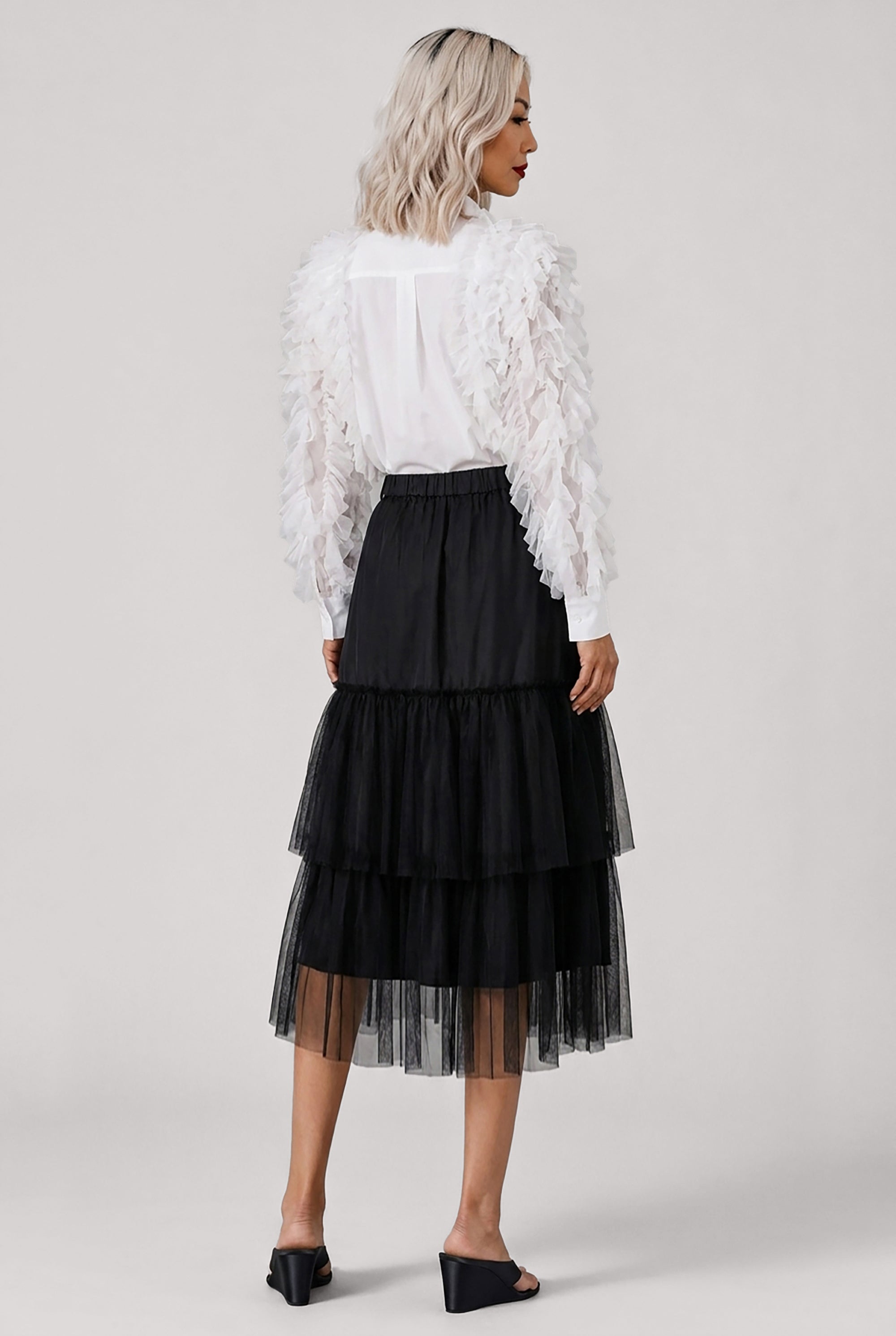 COMME DES GARCONS RTW Ruffle Sleeve Shirt | Off White