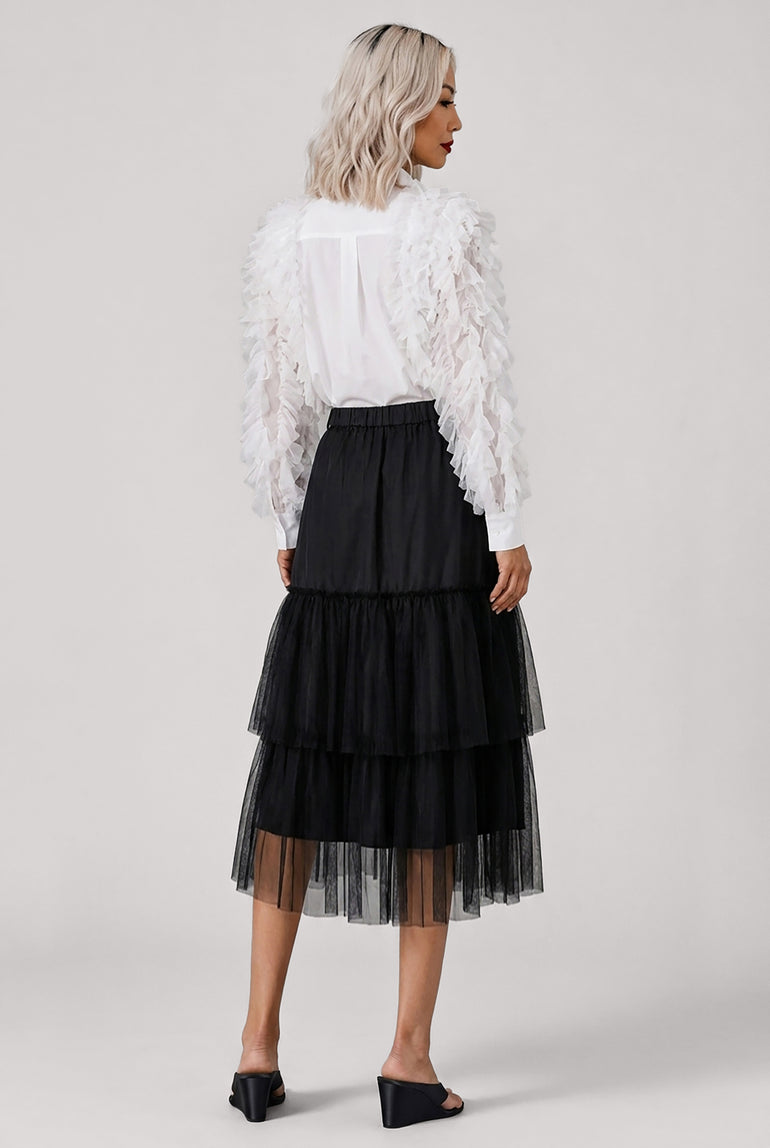 COMME DES GARCONS RTW Ruffle Sleeve Shirt | Off White