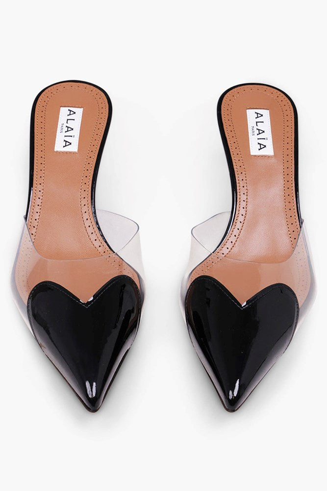 ALAIA SHOES Le Coeur 90mm Patent Mule | Black