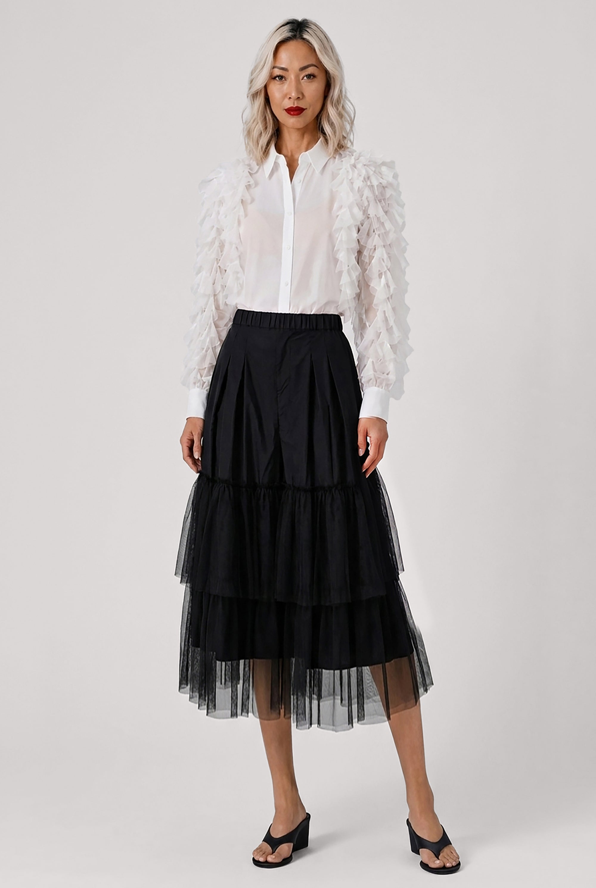 COMME DES GARCONS RTW Ruffle Sleeve Shirt | Off White
