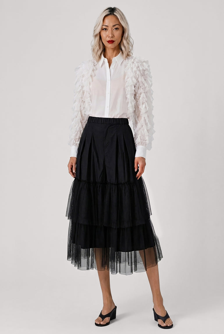 COMME DES GARCONS RTW Ruffle Sleeve Shirt | Off White