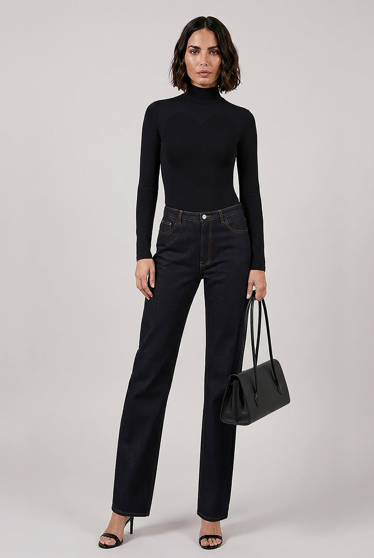 ALAIA RTW Stretch Belt Low-Waist Loose Denim Pants | Black
