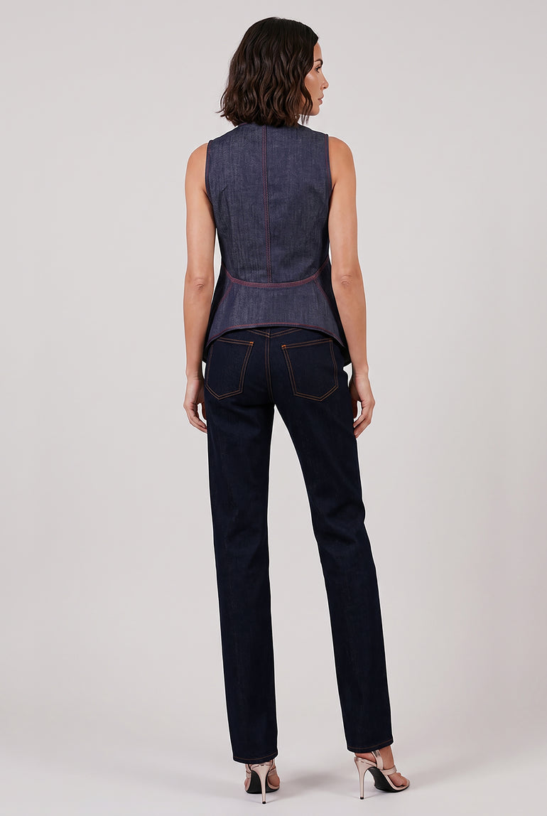 ALAIA RTW Stretch Belt Low-Waist Loose Denim Pants | Black