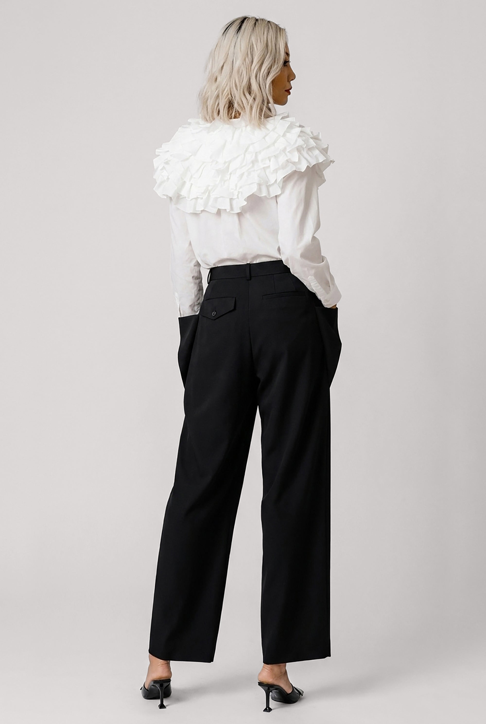 COMME DES GARCONS RTW Ruffle Wide Collar Shirt | White