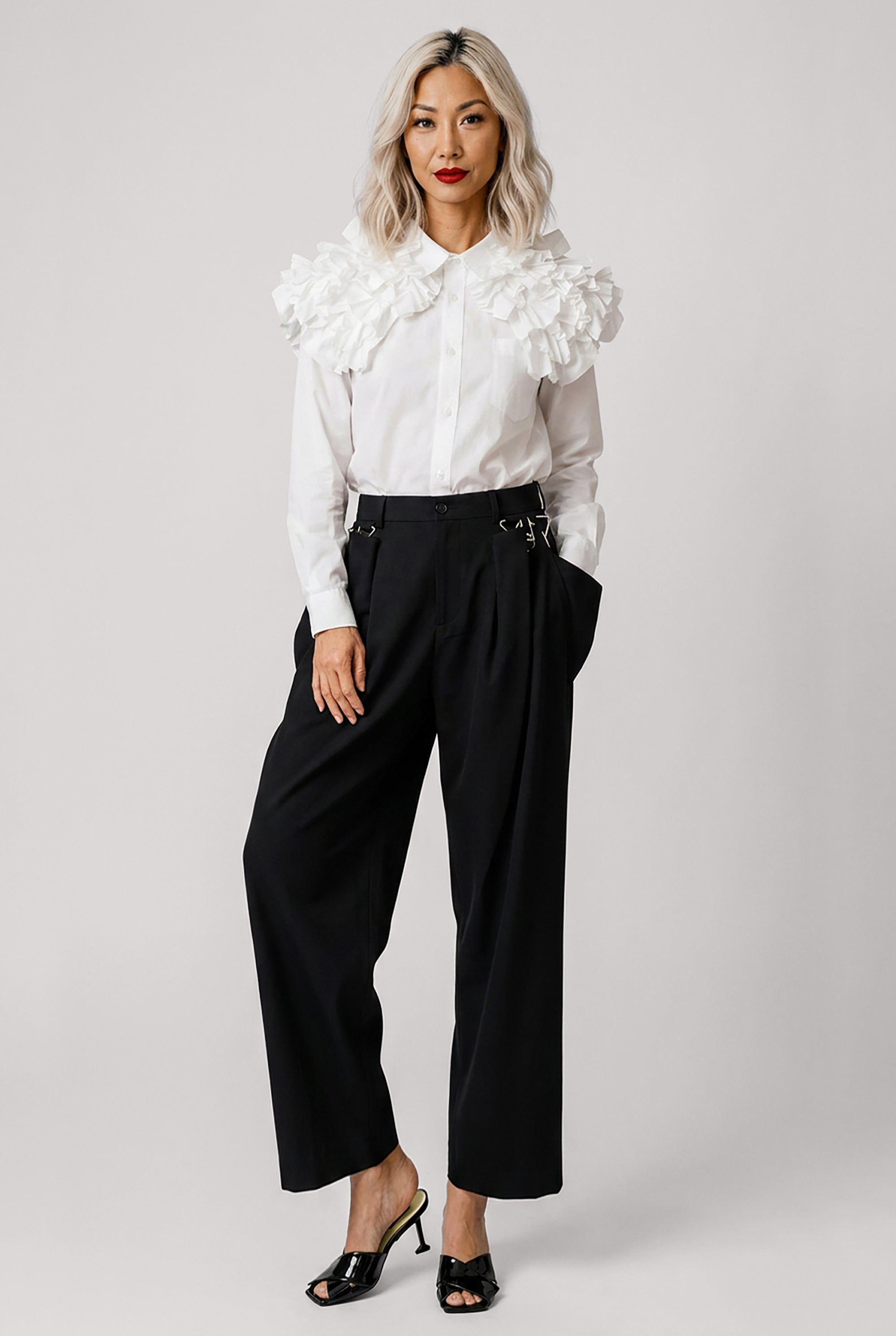 NOIR KEI NINOMIYA RTW Tapered Pant With Eyelet Detail | Black