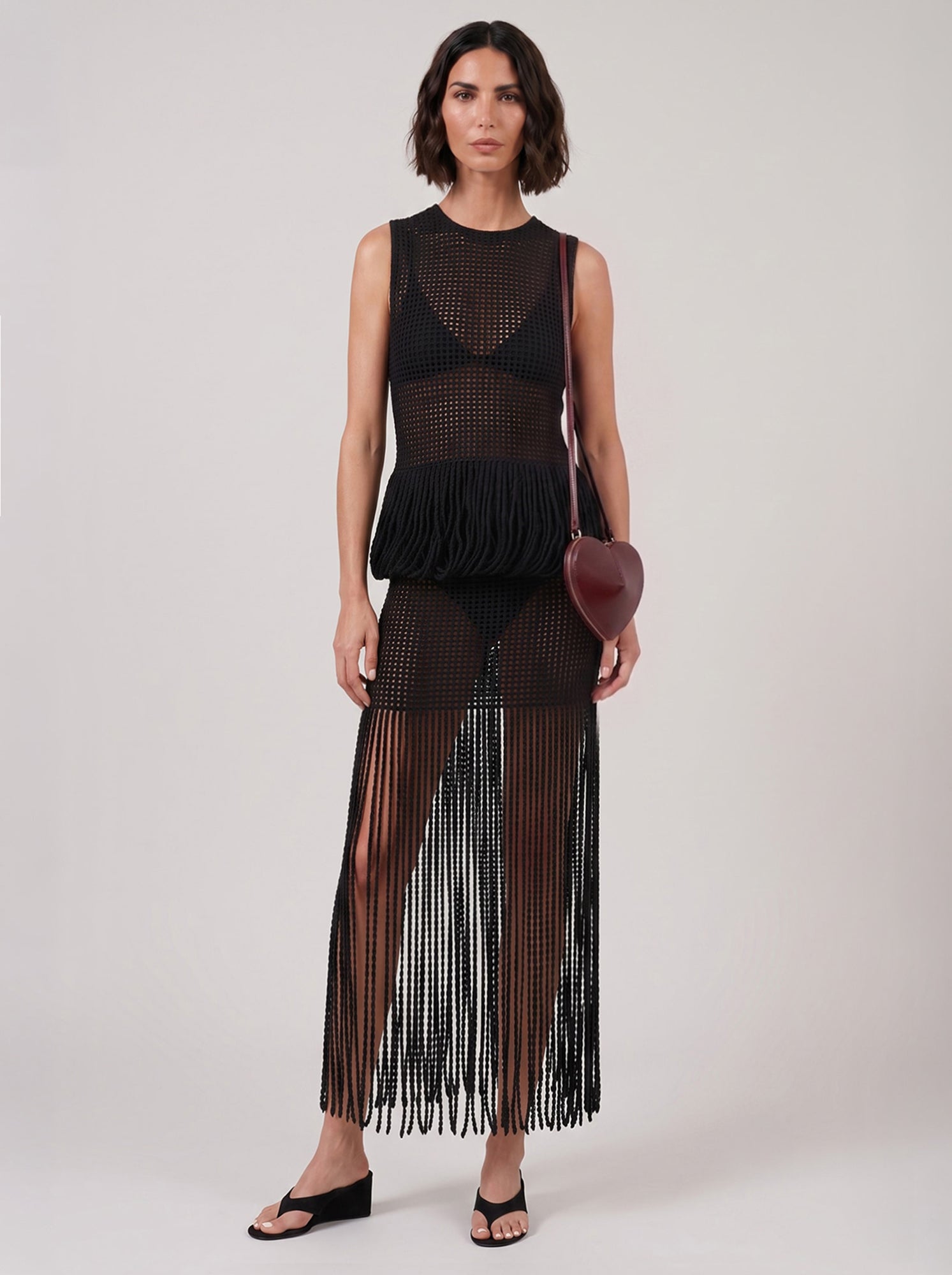 ALAIA RTW Bead Knit Column Skirt | Alaia Black