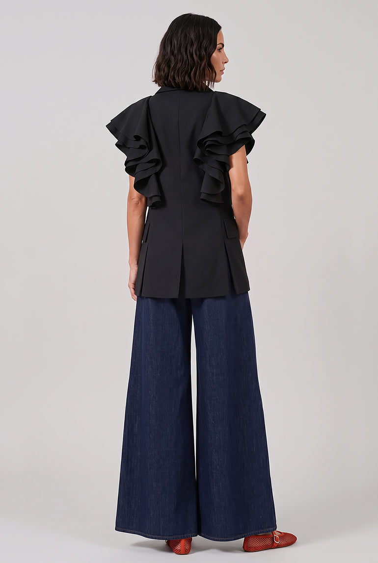 COMME DES GARCONS RTW Sculpt Ruffle Sleeve Jacket | Black