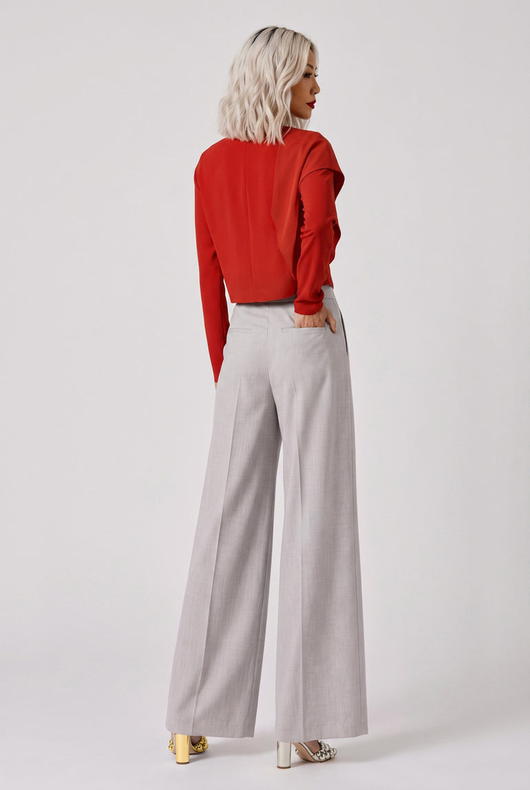 AWAKE MODE RYW Slit Knee Asymmetric Pant | Light Grey Melange