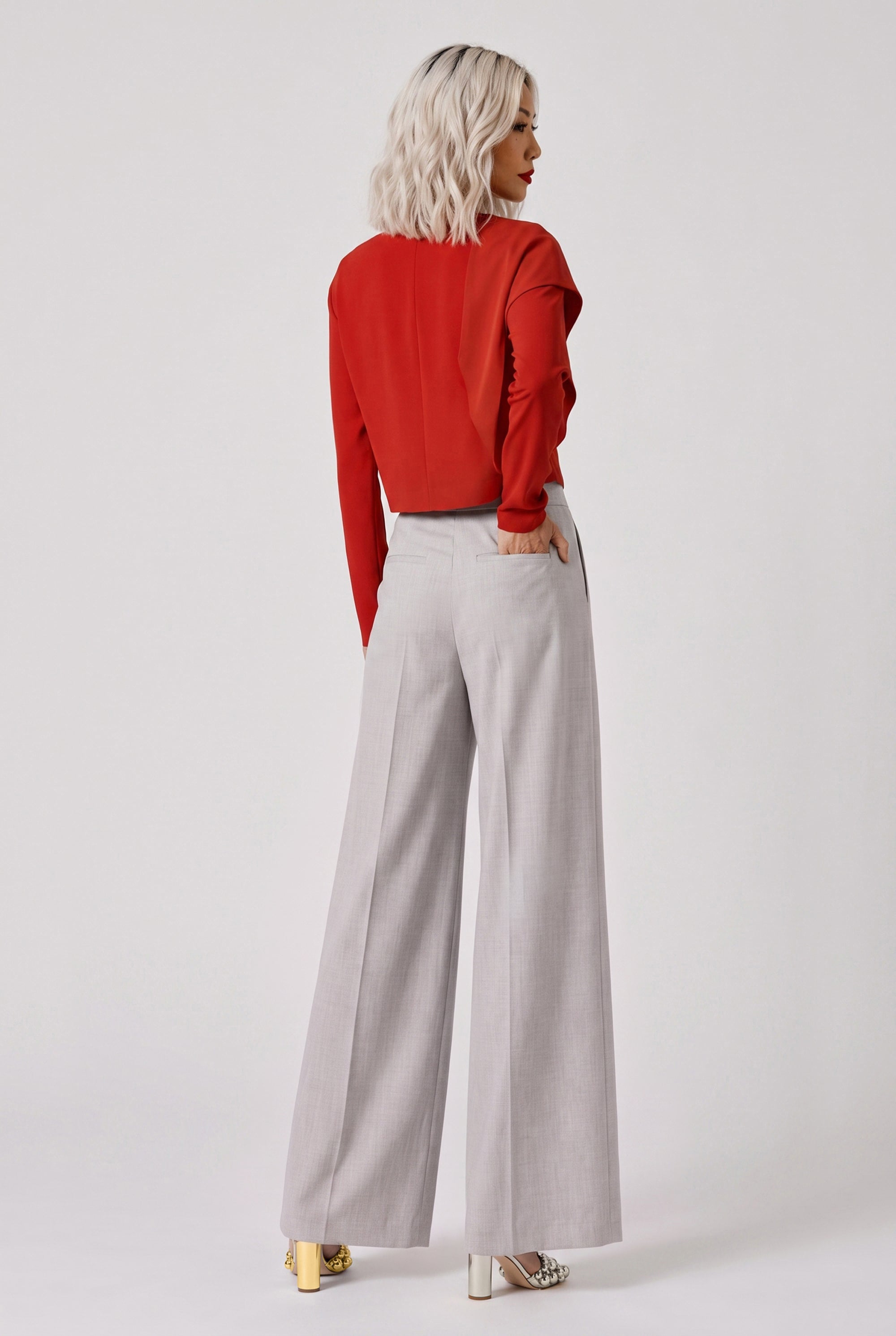 AWAKE MODE RTW L/S Drapped Collar Top | Terracotta