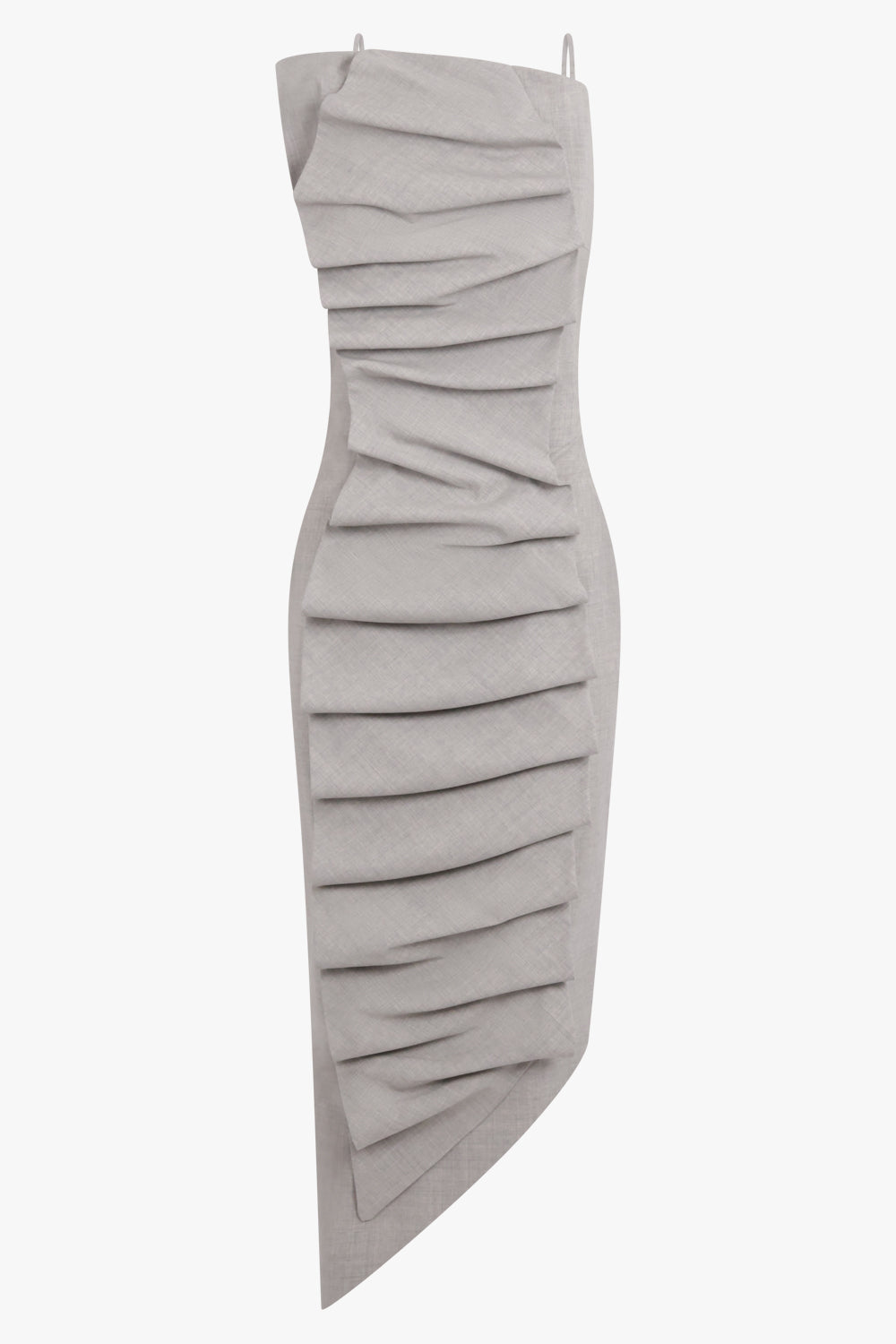 AWAKE MODE RYW Bib-Front Structured Dress with Open Back | Light Grey Melange