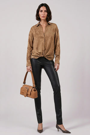 Long Leather Leggings | Black