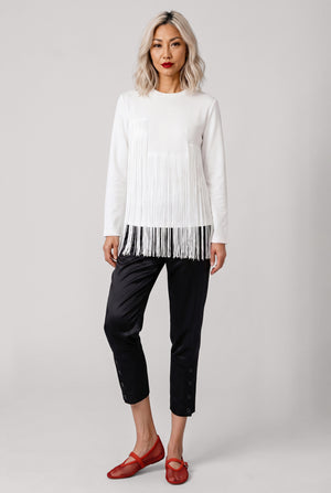COMME DES GARCONS RTW Crew Neck L\S Top with Tassel Detail | White