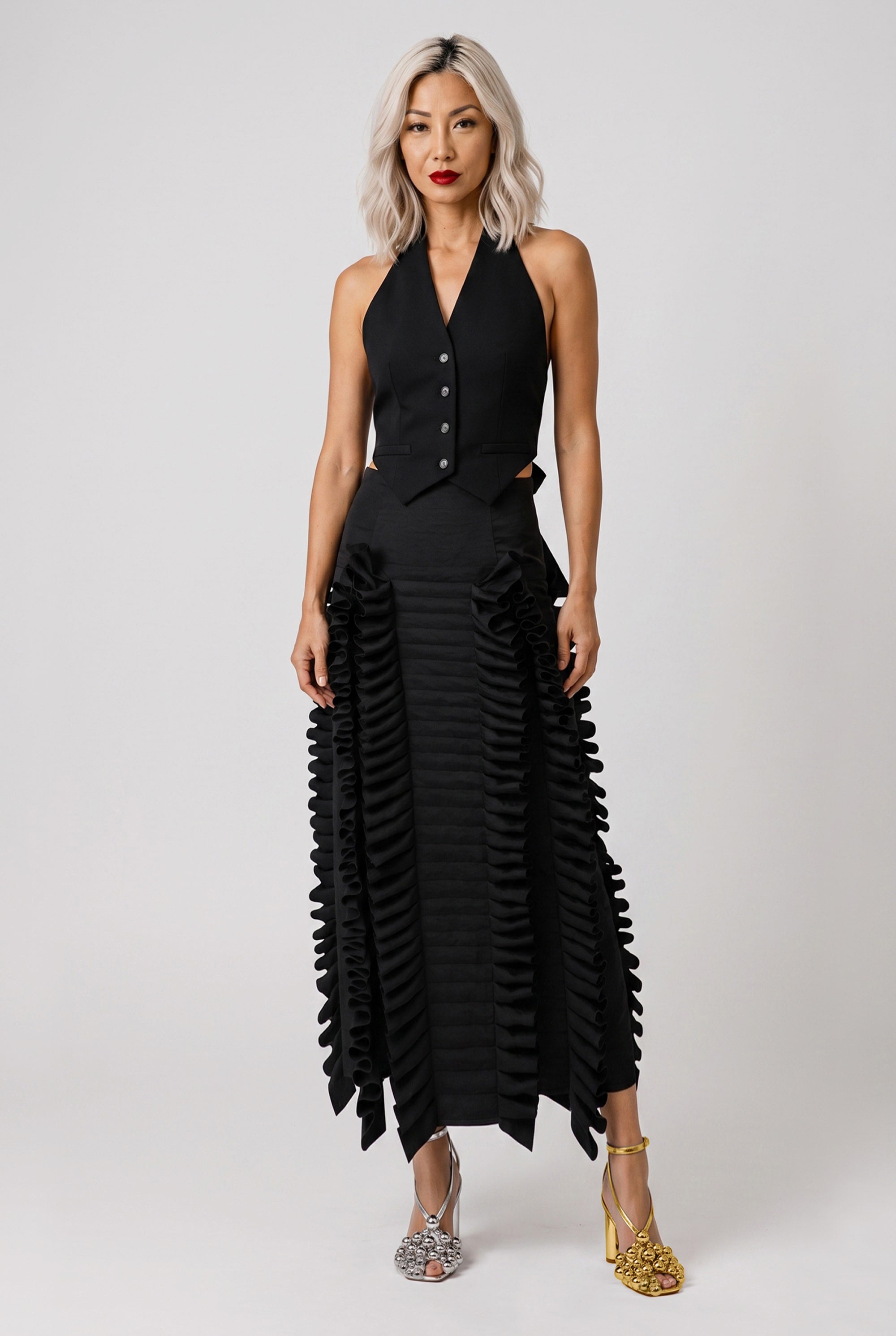 AWAKE MODE RYW Tie-Back Detail Vest Top | Black
