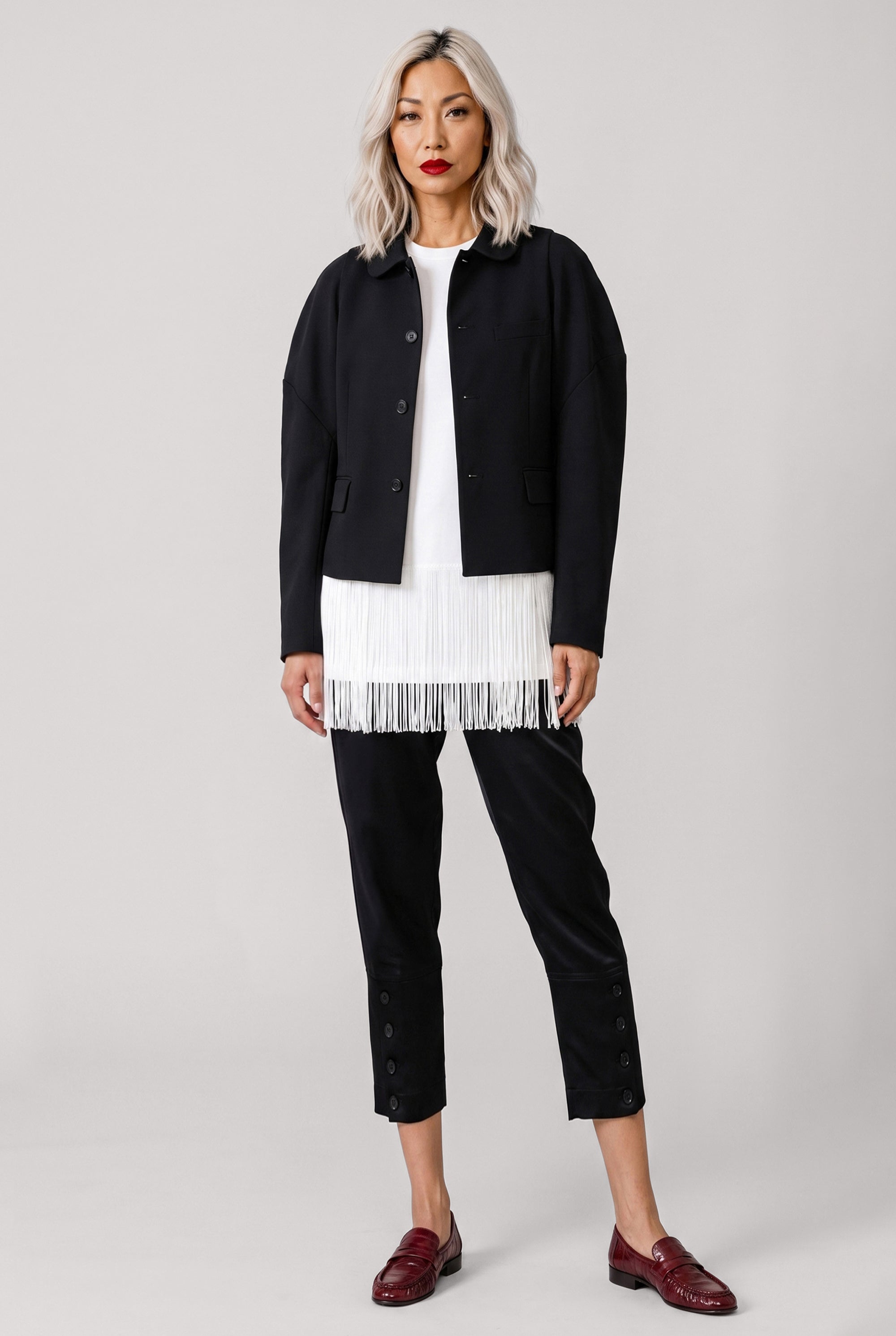 COMME DES GARCONS RTW Button Up Jacket With Drop Balloon Sleeve | Black