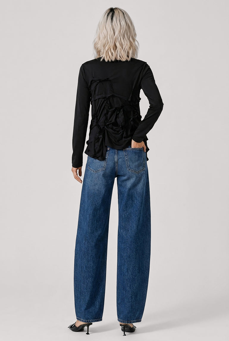 COMME DES GARCONS RTW Deconstruct Ruffle Asymmetric Top | Black