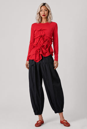 COMME DES GARCONS RTW Deconstruct Ruffle Asymmetric Top | Red