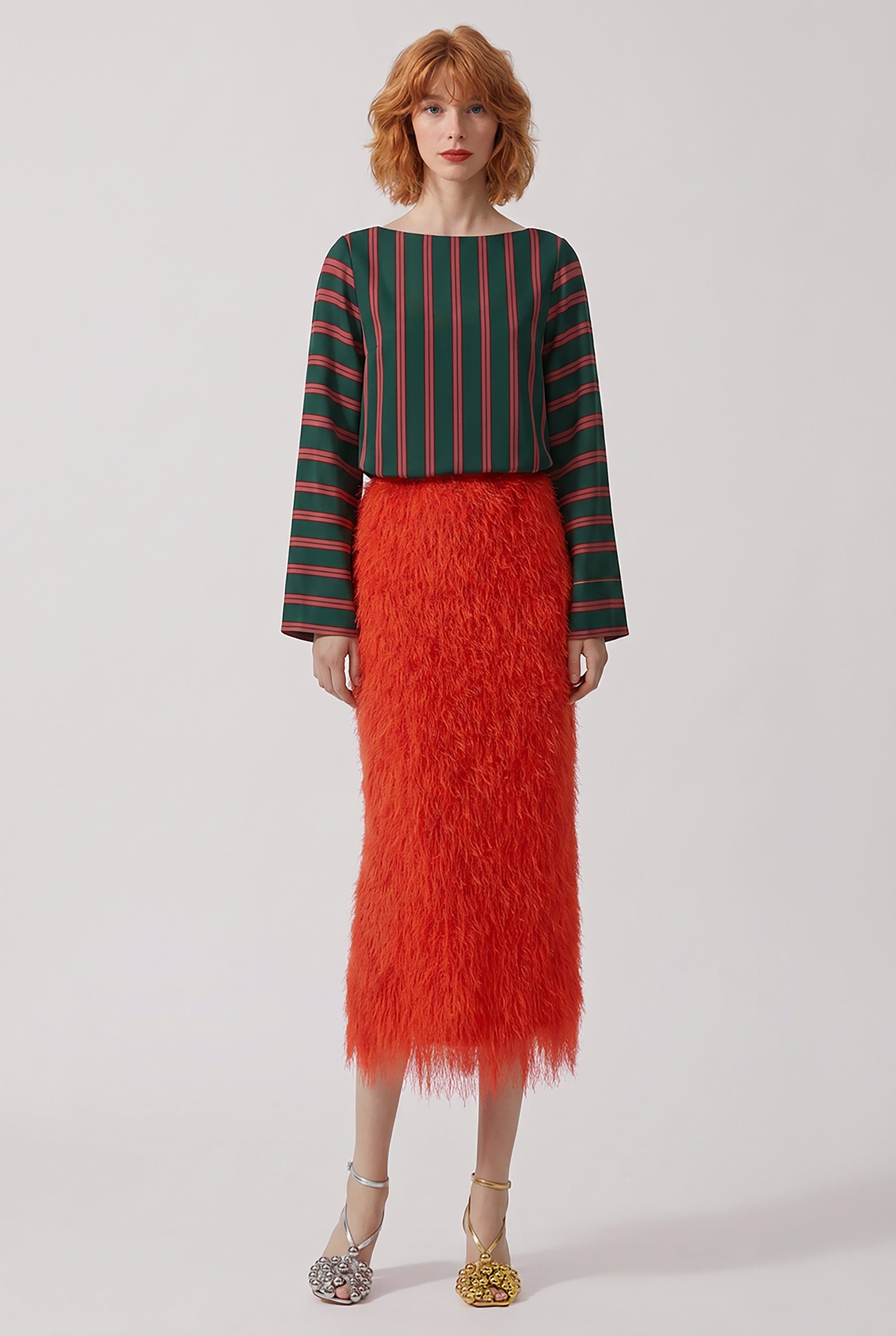DRIES VAN NOTEN RTW Sokna Fringed Skirt | Red