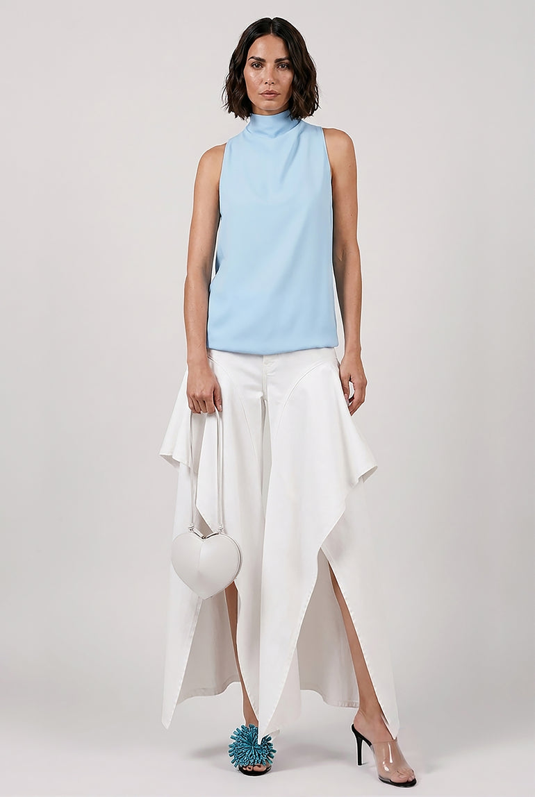 ALAIA RTW Ruffle Layer Denim Jean | White