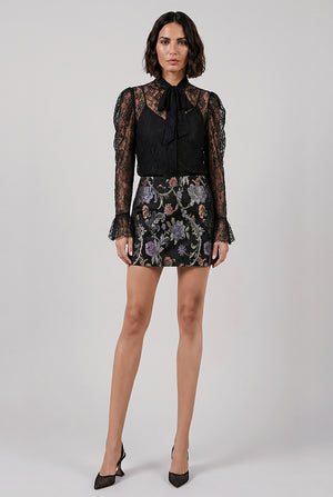 Floral Mini Skirt | Black/Multi