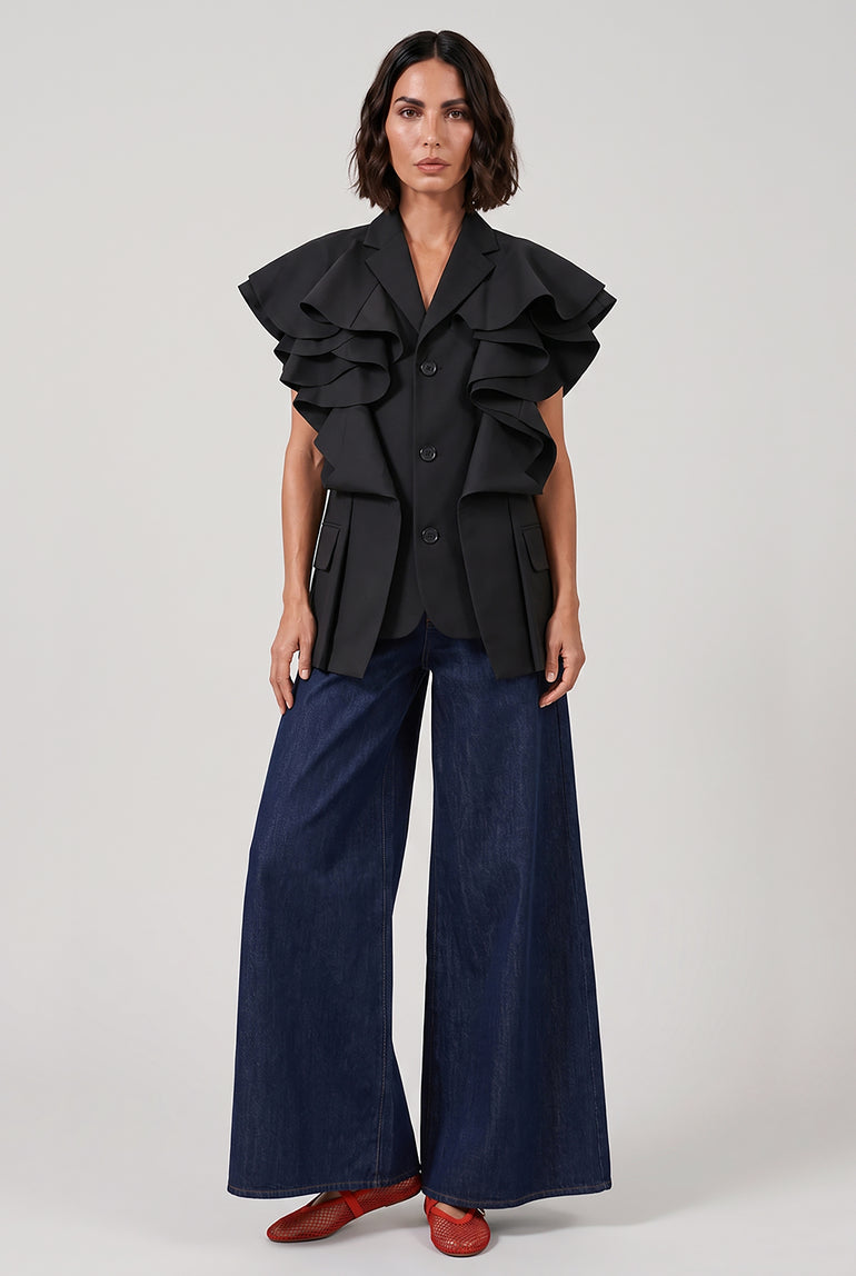 COMME DES GARCONS RTW Sculpt Ruffle Sleeve Jacket | Black