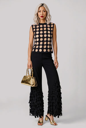 Layered Hole Detail S/Less Top | Black/Nude