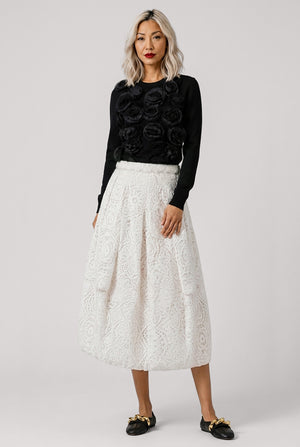 COMME DES GARCONS RTW Lace Pattern Balloon Skirt | White